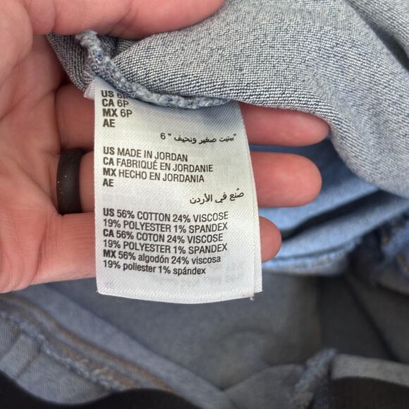 INC Denim Flare Bell Bottom Jean 6P Pull On High Rise Raw Frayed Stretch Jegging - Picture 11 of 13